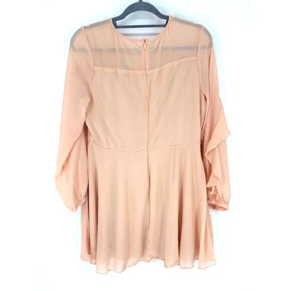 Lulus “Long Time Love” Peach Long Sleeve Skater Mini Dress – XL - Picture 4 of 7